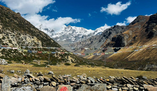 याकखर्कबाट देखिएको अन्नपूर्ण हिमशृङ्खला