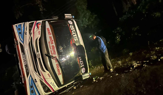 कपिलवस्तुमा बस दुर्घटना : एकको मृत्यु, पाँच घाइते