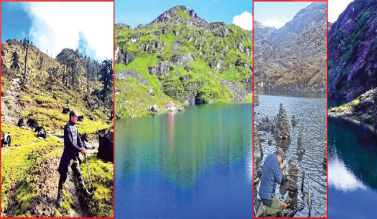 तिम्बुङ पोखरीमा घामको पहिलो झुल्का