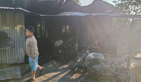 अज्ञात समूहद्वारा घरमा आगजनी