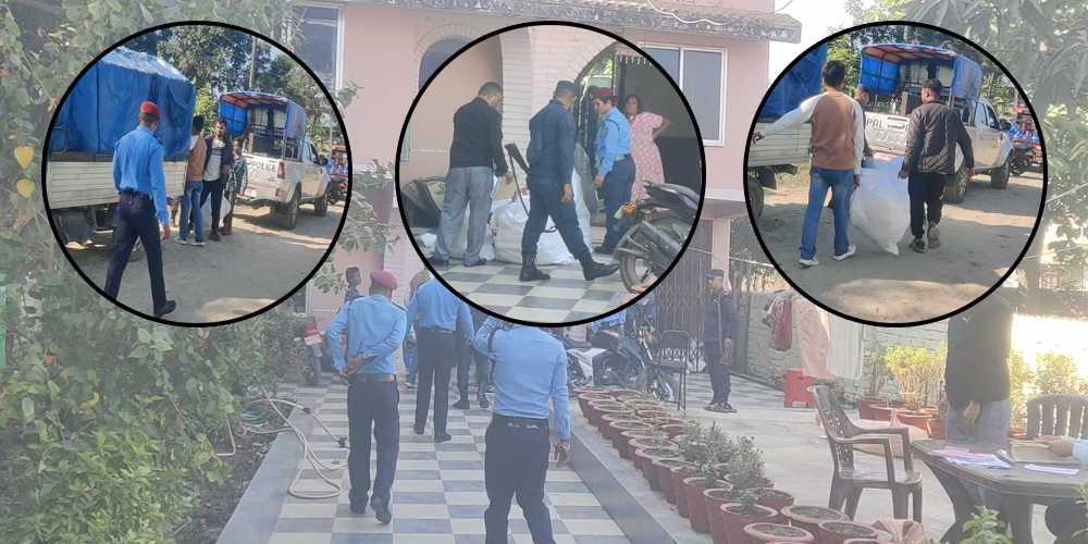 विराटनगरमा कपडा तस्कर घरमा प्रहरीको छापा, लाखौंको अवैध कपडा बरामद