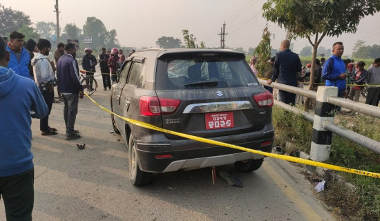 कारको ठक्करबाट श्रीमतीको मृत्यु, श्रीमान् गम्भीर घाइते