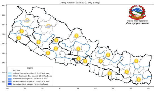 बङ्गालको खाडीको न्यून चापीय प्रणालीको आंशिक प्रभाव
