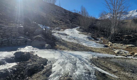 सडक, धारा र खोला जमेर बरफ (फोटो फिचर)