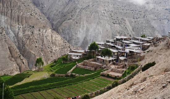 हिउँदयाममा वासस्थान फेरिएको मुस्ताङको साङ्ता गाउँ