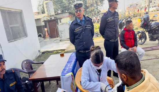 लागु पदार्थ सेवन गरी सवारी चलाउने चालक कारबाहीमा