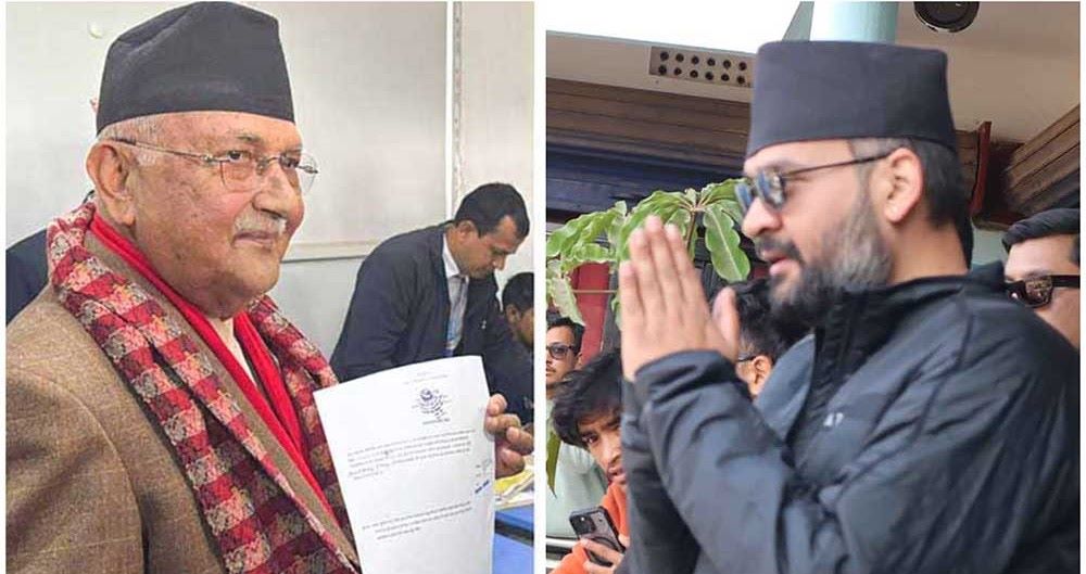 झापा ५ का उम्मेदवार ओली र साहको एकसाथ घरदैलो