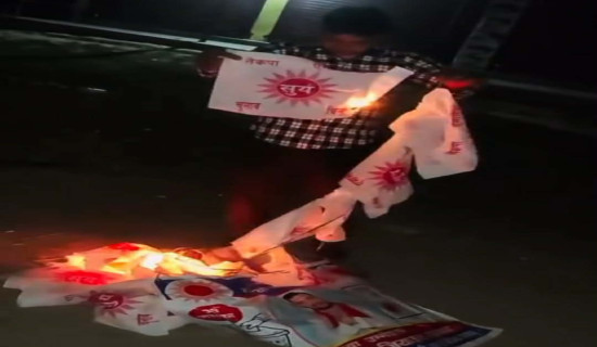 नेकपा एमालेको झण्डा एवं उम्मेदवारको फोटो जलाउने पक्राउ
