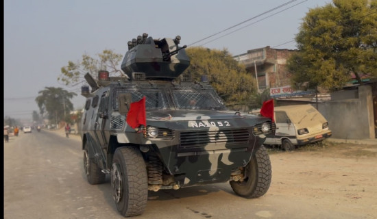 नेपाल सेनाद्वारा सप्तरीका मतदान स्थलमा एकैसाथ गस्ती