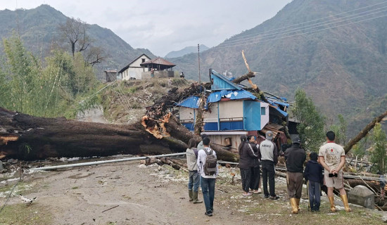 हावाहुरीले डेढ दर्जन घर तथा सार्वजनिक संरचनामा क्षति, साढे ७५ लाख बराबरको नोक्सानी