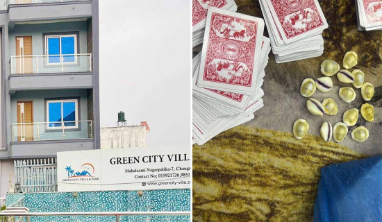 ललितपुरको ग्रिन सिटी भिल्लाबाट नौ लाख नगदसहित २१ जुवाडे पक्राउ