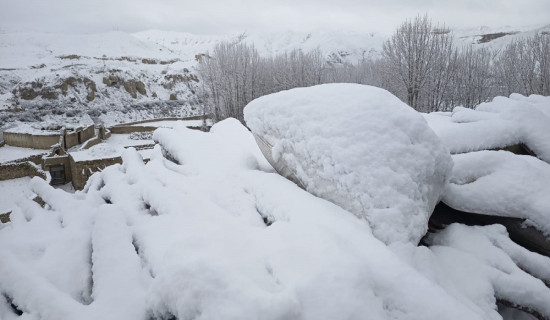 उपल्लो मुस्ताङमा यस वर्ष छैटौँ पटक हिमपात