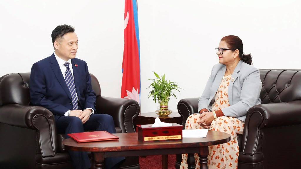 उपाध्यक्ष भण्डारीसँग चिनियाँ राजदूतको शिष्टाचार भेटवार्ता