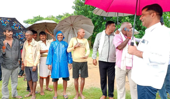 बाढी र डुबान क्षेत्रको मन्त्री राईद्वारा निरीक्षण