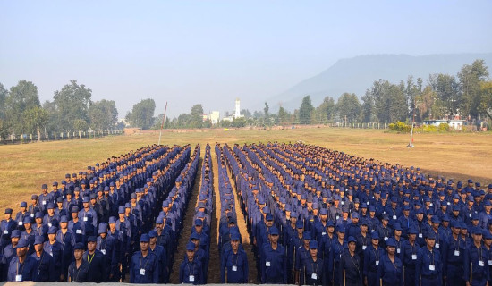 तालिम तथा प्रशिक्षणपछि लामबद्ध म्यादी प्रहरी