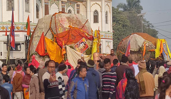 अयोध्या पठाउन लागिएको शिला पूजा गर्न जनकपुरधाममा भक्तजनको भीड