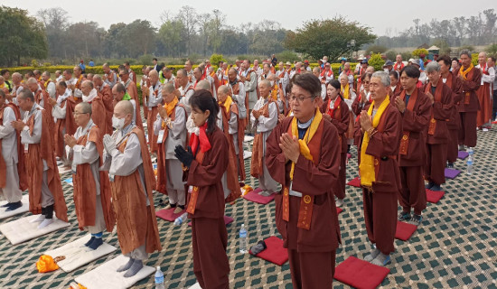 पैदलयात्रामा लुम्बिनी पुगेका दुई सय दक्षिण कोरियाली भिक्षु फिर्ता