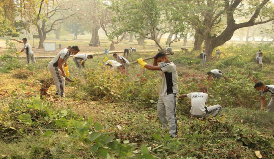 नेपाली सेनाबाट तिलौराकोट परिसरमा सरसफाइ