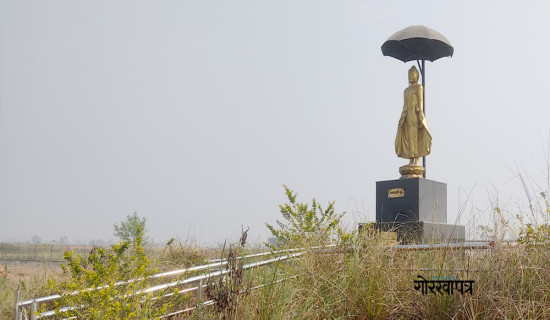 अलपत्र कनकमुनि बुद्धको प्रतिमा सहितको बगैँचा